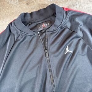 NIKE JORDAN Essential Tracksuit Jacket Black Red Stripe Size XL